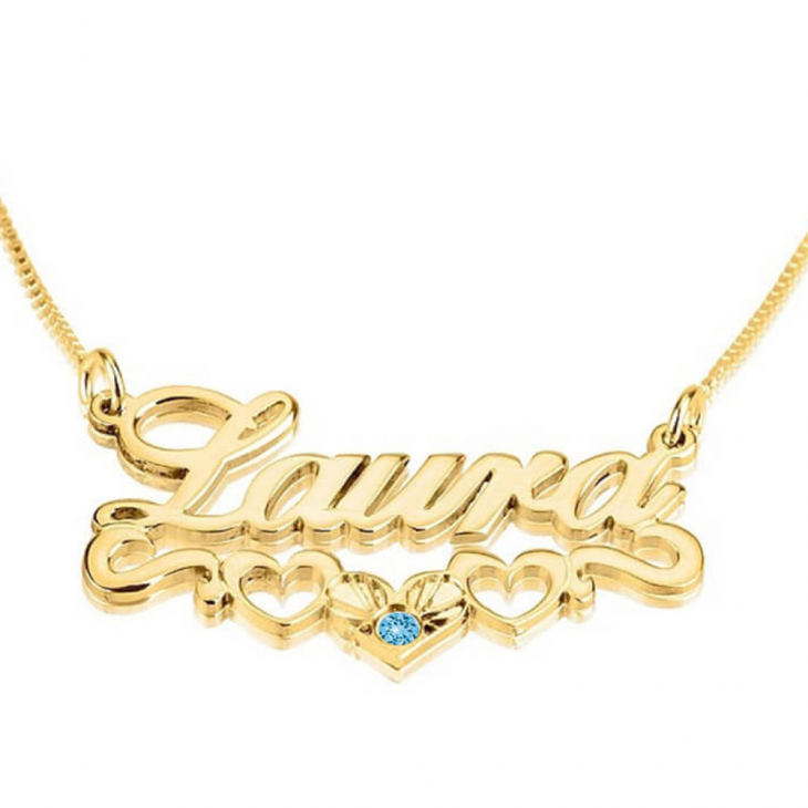 24K Gold Plated Hearts Name Necklace Free Shipping!